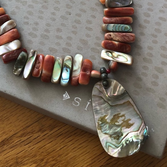 Rare Vintage Silpada Sterling Silver Red California Abalone Necklace N1046 - Picture 3 of 6